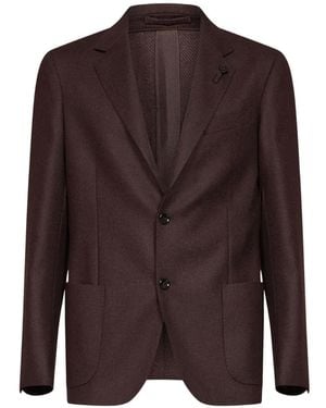 Lardini Single-Breasted Wool-Blend Blazer - Brown