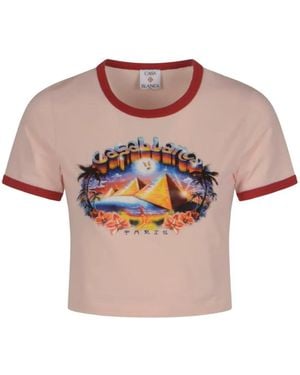 CASABLANCA Pyramid Tourism Graphic-Print T-Shirt - Pink
