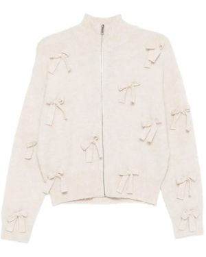 Aniye By Reißverschluss-Cardigan mit Schleife - Weiß
