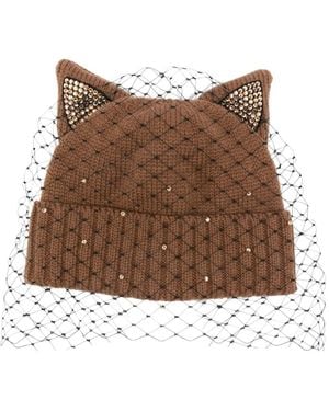 CA4LA Ear Embellished Hat - Brown