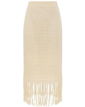 Zimmermann Indra Fringe-Trimmed Midi Skirt - White