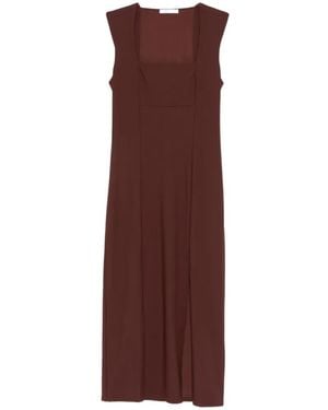 Patrizia Pepe Square-Neck Midi Dress - Brown
