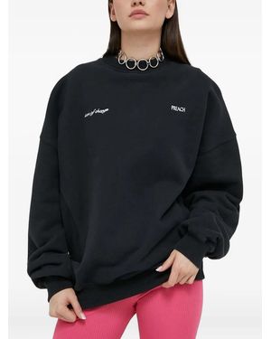 »preach« Sudadera Bordada Con Manga Larga - Negro