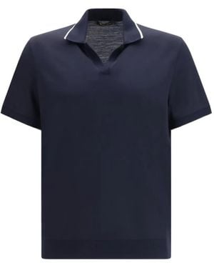 Loro Piana Waitaki T-Shirt Mit Poloshirtkragen - Blau