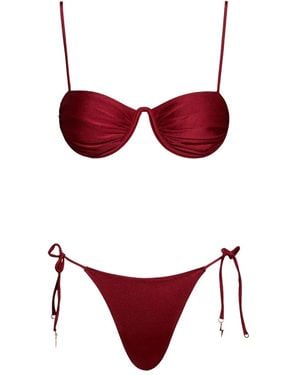 Noire Swimwear Monowire シャーリング ビキニ - レッド