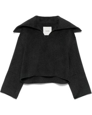 Nanushka Oversize-Collar Sweater - Black