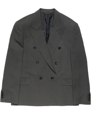 Acne Studios Giacca Gessata Doppiopetto - Grigio