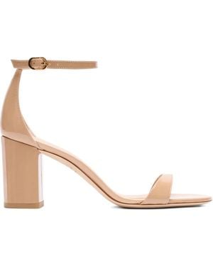 Stuart Weitzman Nudist II Sandalen mit Blockabsatz 75mm - Natur