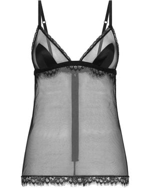 Dolce & Gabbana Lace-Detail Sheer Camisole - Grey