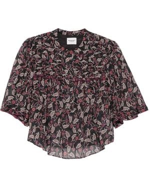 Isabel Marant Floral-Print Ruffled Blouse - Brown