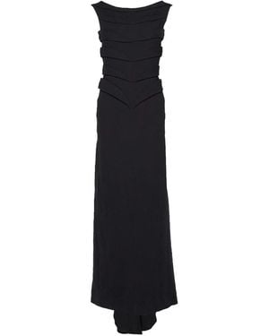 Jil Sander Robe Longue À Design Plissé - Black