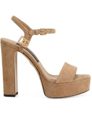Dolce & Gabbana Suede Plataform Sandals - White