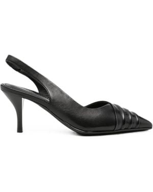SERGIO MORETTI FIRENZE Ruched Pointed-Toe Slingback Court Shoes - Black