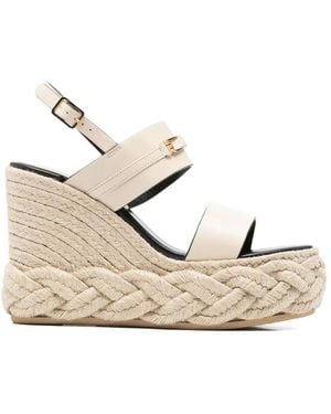 Sergio Rossi Braided-Sole Wedge Sandals - Natural