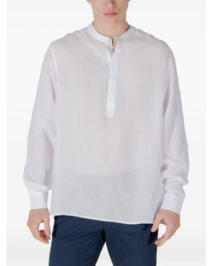 Antony Morato Band-Collar Button-Placket T-Shirt - White