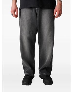 Yardsale Washed-Effect Contrast-Stitch Jeans - Black