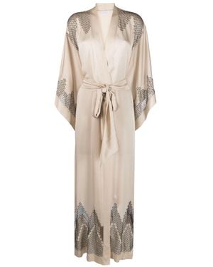 Carine Gilson Calais-Caudry Lace Silk Kimono - Natural