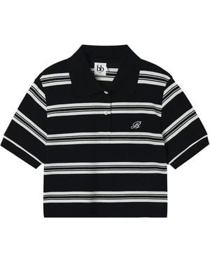 B+ AB Striped Polo Top - Black