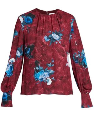 Erdem Floral-Print Long-Sleeve Blouse - Red