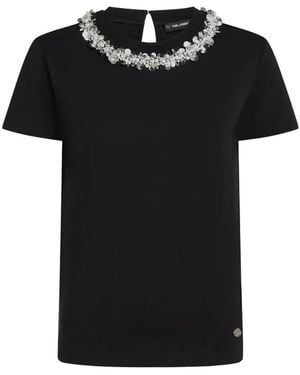 KARL LAGERFELD Faux-Pearl T-Shirt - Black