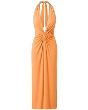 Baobab Eleonora Maxi Knot-Detail Ruched Dress - Orange