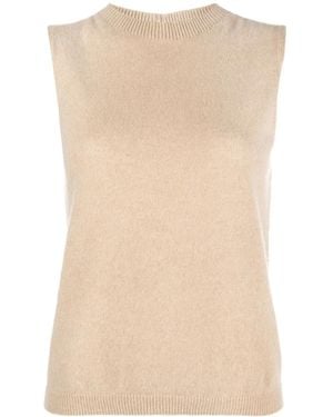 Vanisé Round Neck Sleeveless Cashmere Jumper - Natural