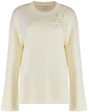 P.A.R.O.S.H. Floral-Appliqué Bell-Sleeve Jumper - Natural