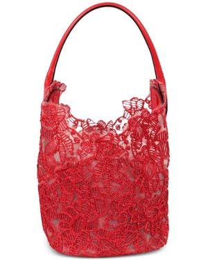 Ermanno Scervino Floral-Lace Bucket Bag - Red