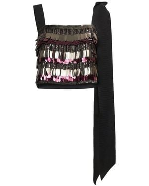 Carolina Herrera Sequin-Embellished Bow-Detail Top - Black