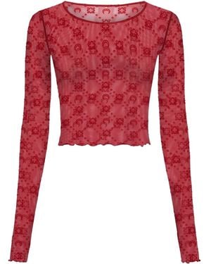 Marine Serre Monogram Crewneck Top - Red