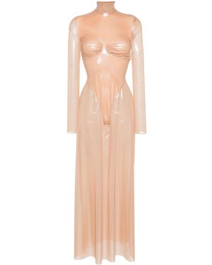 DIESEL Lamé Sheer Maxi Dress - Natural