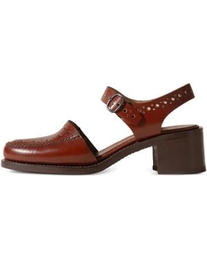 Hereu 50Mm Picada Buckle-Fastening Perforated Pumps - Brown
