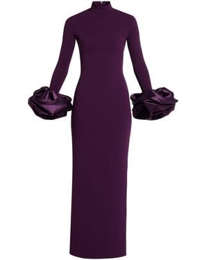 Solace London Viviana Oversized-Cuffs Gown - Purple