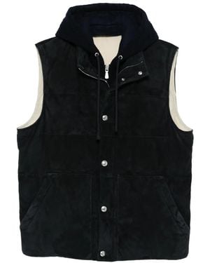 Eleventy Hooded Suede Gilet - Black