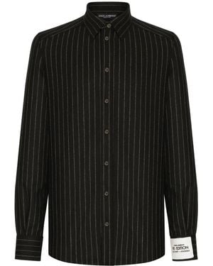 Dolce & Gabbana Striped Virgin-Wool Shirt - Black