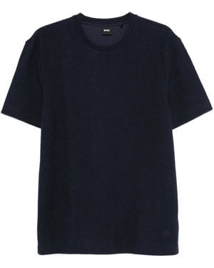 BOSS Textured Cotton T-Shirt - Blue