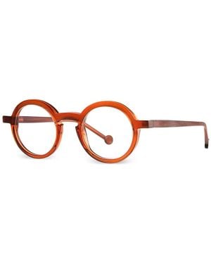 Theo Eyewear Crowned Crane Brille Mit Rundem Gestell - Orange