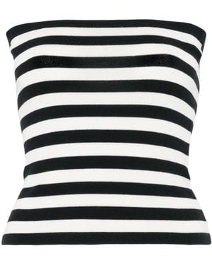 Eric Bompard Striped Strapless Top - Black