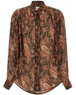 ANDAMANE Rania Paisley-Print Lam Shirt - Brown