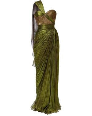 IRIS SERBAN Draped One-Shoulder Dress - Green