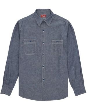 Fortela Otero Patch-Pocket Chambray Shirt - Blue