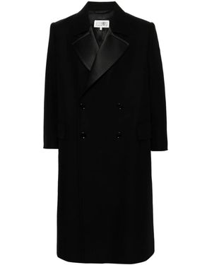 MM6 by Maison Martin Margiela コントラストラペル ダブルコート - ブラック