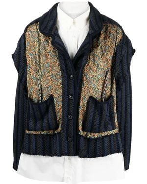 Maison Margiela Paisley-Print Layered Poplin Shirt - Black