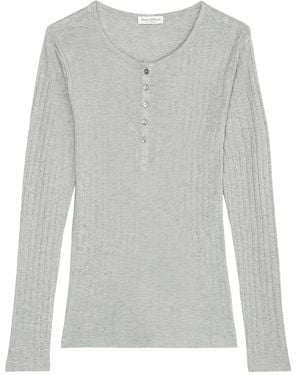 Marc O' Polo Ribbed Henley Top - Gray