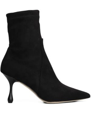 Anna F. Bottines En Cuir À Bout Pointu - Black