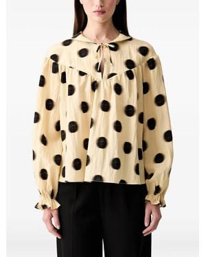 Stine Goya Polka-Dot Ruffled Blouse - Natural