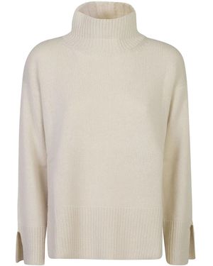 Le Tricot Perugia スリットカフス タートルネック トップ - ホワイト