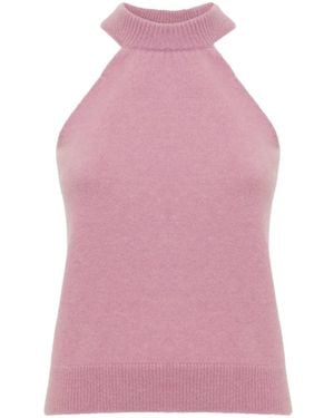 Laneus Halterneck Knitted Top - Pink