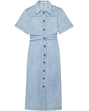 Another Tomorrow Robe-Chemise En Chambray - Blue