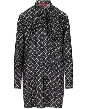 Gucci Mini-Jurk Met Strik En Print - Grijs